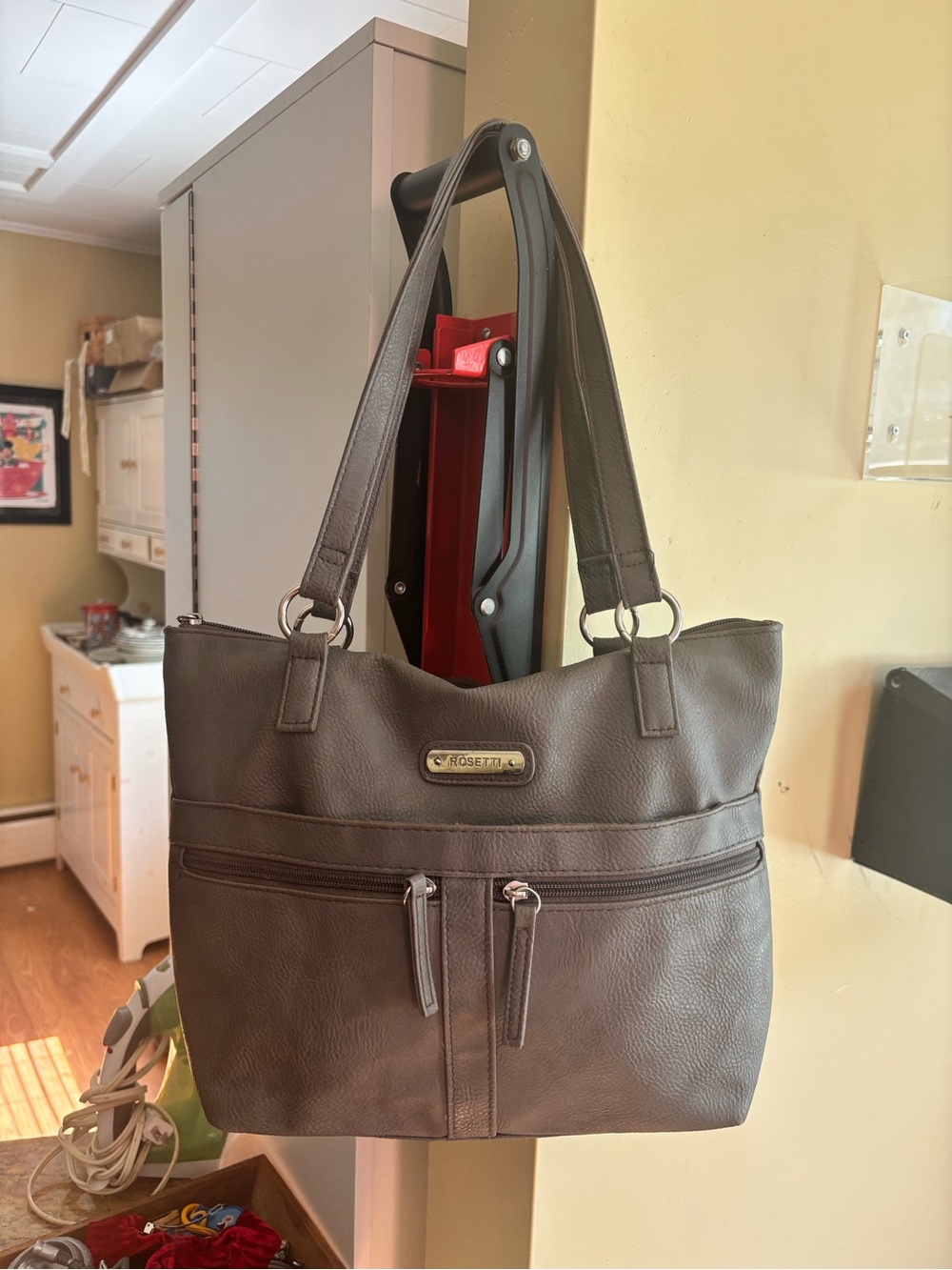 Rosetti Gray Pebbled Leather Tote Bag